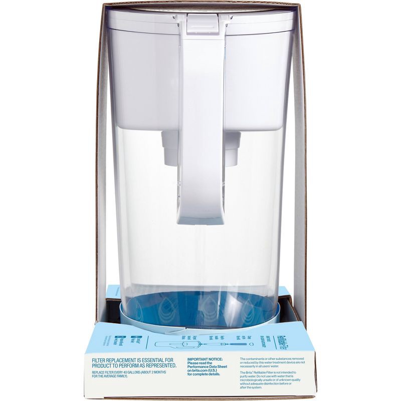 slide 11 of 12, Brita Water Filter 10-Cup Tahoe Water Pitcher Dispenser with Refillable Water Filter - White: BPA-Free, Filters Chlorine & Lead, 1 ct