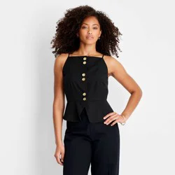 Future Collective with Jenee Naylor Women's Button-Front Square Neck Peplum Sweater - Future Collective™ with Jenee Naylor Black 6