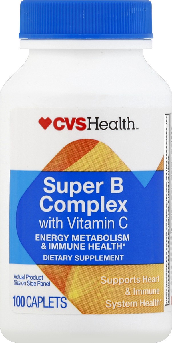 slide 1 of 3, CVS Health Super B Complex With Vitamin C Caplets, 100 ct