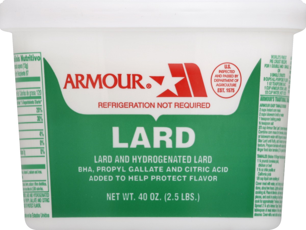 slide 5 of 6, Armour Lard 40 oz, 40 oz