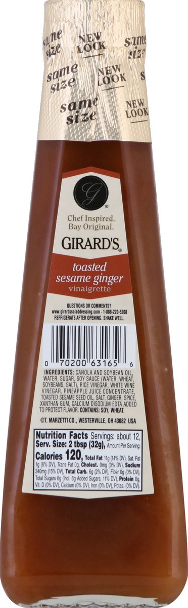 slide 6 of 7, Girard's Toasted Sesame Ginger Vinaigrette 12 Fl. Oz. Bottle, 12 fl oz