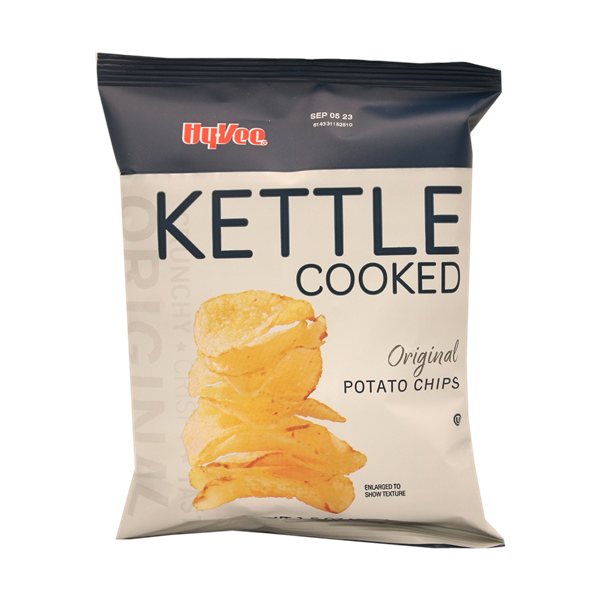 slide 1 of 1, Hy-Vee Kettle Cooked Original Potato Chips - 1.5 oz, 1.5 oz