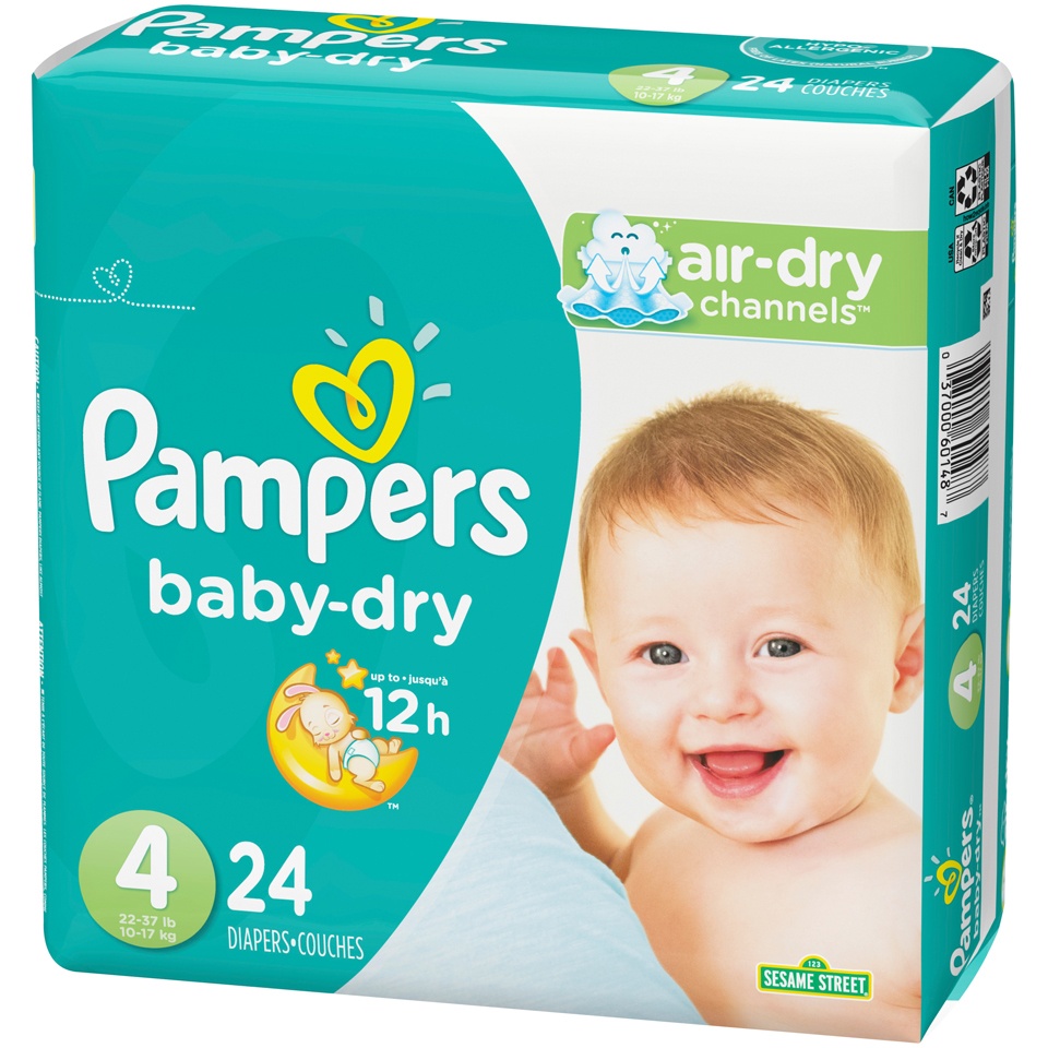 slide 3 of 3, Pampers Baby Dry Diapers Size 4, 24 ct