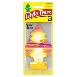 Little Trees Sunset Beach 3pk Air Fresheners: Car Freshener Tree, Ginger & Peach Scent, Disposable, Non-Powered
