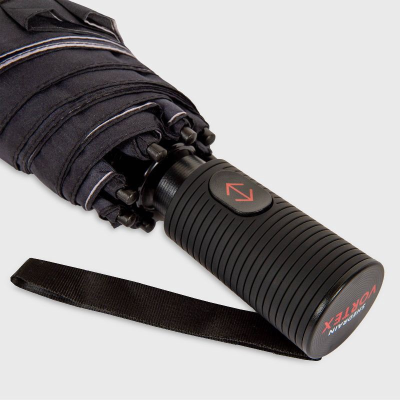 slide 7 of 8, ShedRain VORTEX Auto Open Auto Close Compact Umbrella - Eddie: Telescoping Shaft, Polyester Shell, Stripe Pattern, 1 ct