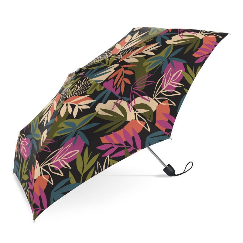 slide 3 of 8, ShedRain Mini Manual Compact Umbrella - Hali: Floral Pattern, Telescoping Shaft, 38" Span, 1 ct