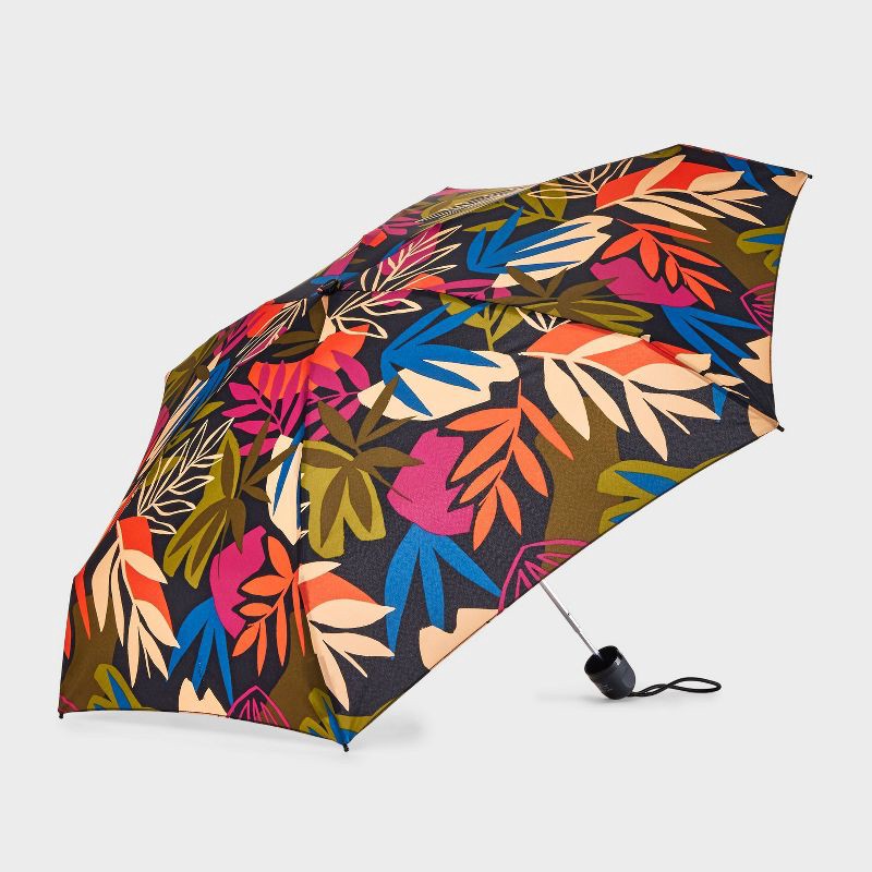 slide 1 of 8, ShedRain Mini Manual Compact Umbrella - Hali: Floral Pattern, Telescoping Shaft, 38" Span, 1 ct