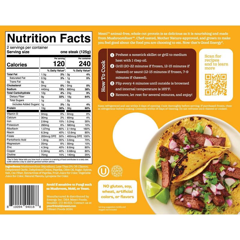 slide 2 of 2, Eat Meati Frozen Carne Asada Steak - 8.8oz, 8.8 oz