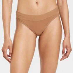 Women's Cotton Stretch Bikini Underwear - Auden™ Toffee Crunch S: Knit Jersey, Low Rise, Pull-On