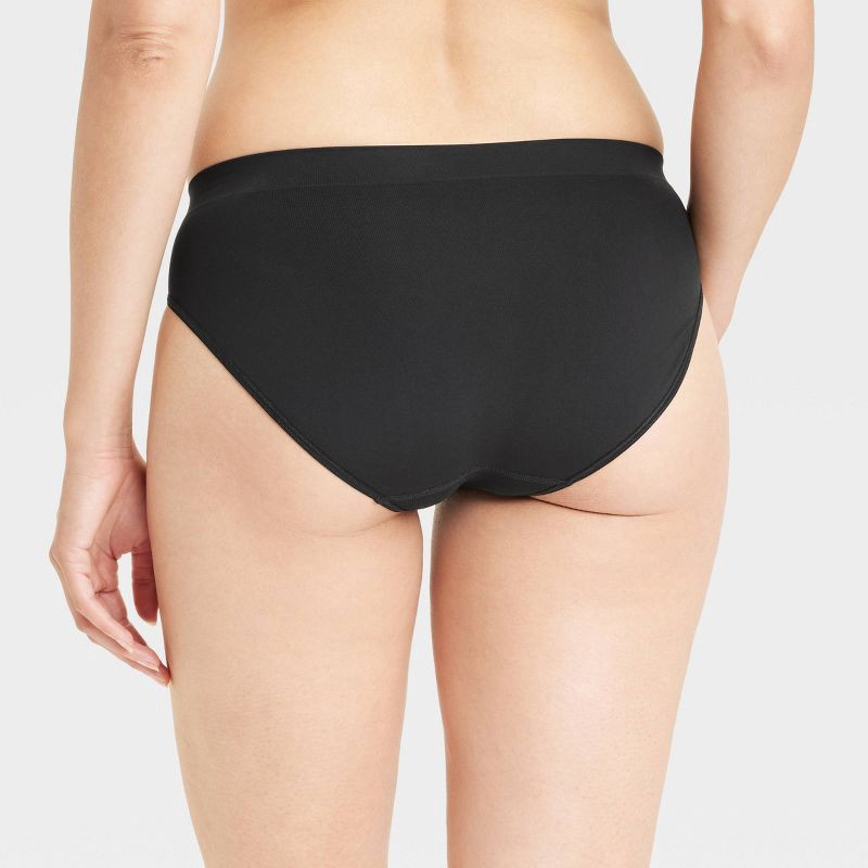 slide 2 of 5, Women's Seamless Bikini Underwear - Auden™ Black XS: Mid Rise, Solid Pattern, Nylon-Spandex Blend, 1 ct