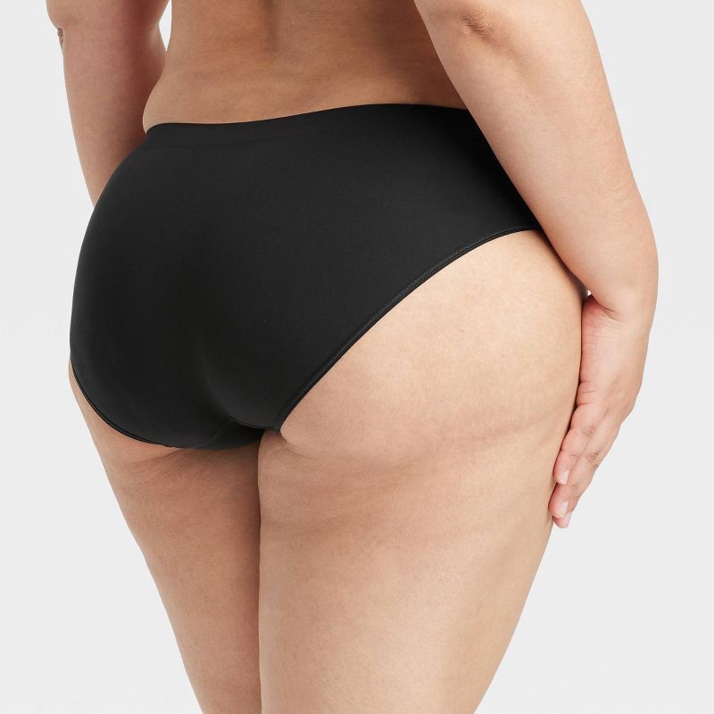 slide 5 of 5, Women's Seamless Bikini Underwear - Auden™ Black S: Mid Rise, Nylon-Spandex Blend, 1 ct