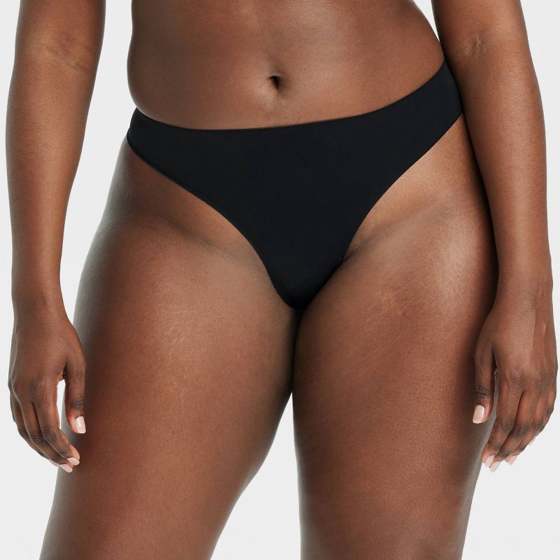 slide 4 of 5, Women's Luxury Collection Brushed Micro No Show Thong Underwear - Auden™ Black M: Midweight Knit Jersey, Low Rise, Cotton Gusset, 1 ct