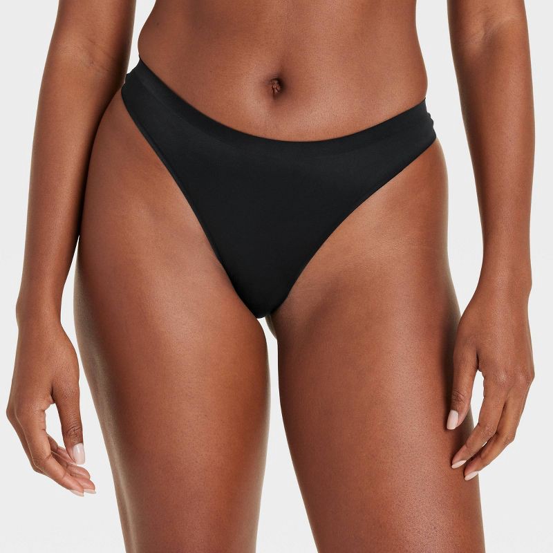 slide 1 of 5, Women's Luxury Collection Brushed Micro No Show Thong Underwear - Auden™ Black M: Midweight Knit Jersey, Low Rise, Cotton Gusset, 1 ct