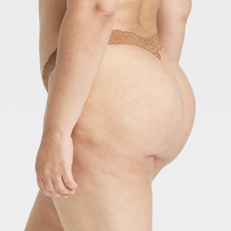 slide 5 of 7, Women's Allover Lace Thong Underwear - Auden™ Camel L: Nylon Spandex Blend, Mid Rise, Pull-On, 1 ct