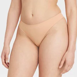 Women's Luxury Collection Brushed Micro No Show Thong Underwear - Auden™ Pearl Tan XS: Cotton Gusset, Low Rise