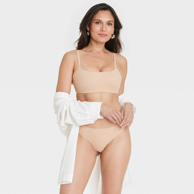slide 6 of 6, Women's Luxury Collection Brushed Micro No Show Thong Underwear - Auden™ Pearl Tan S: Midweight Knit Jersey, Cotton Gusset, Low Rise, 1 ct