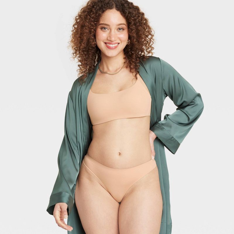 slide 3 of 6, Women's Luxury Collection Brushed Micro No Show Thong Underwear - Auden™ Pearl Tan M: Midweight Knit Jersey, 1 ct