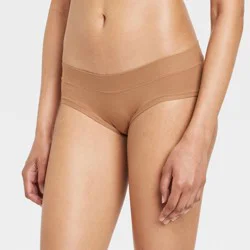 Women's Cotton Comfort Hipster Underwear - Auden™ Toffee Crunch XS: Mid Rise, Pull-On, Knit Jersey