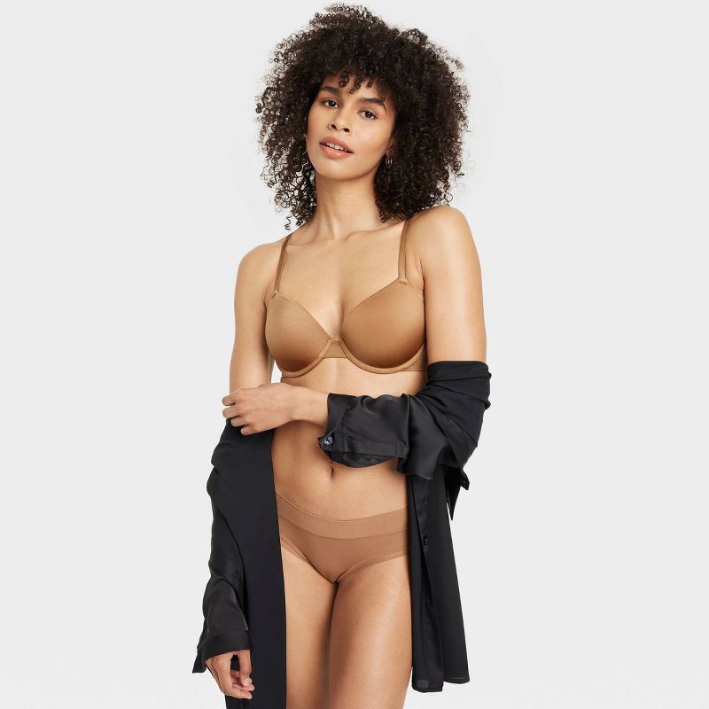 slide 3 of 5, Women's Cotton Comfort Hipster Underwear - Auden™ Toffee Crunch M: Mid Rise, Pull-On, Knit Jersey, 1 ct