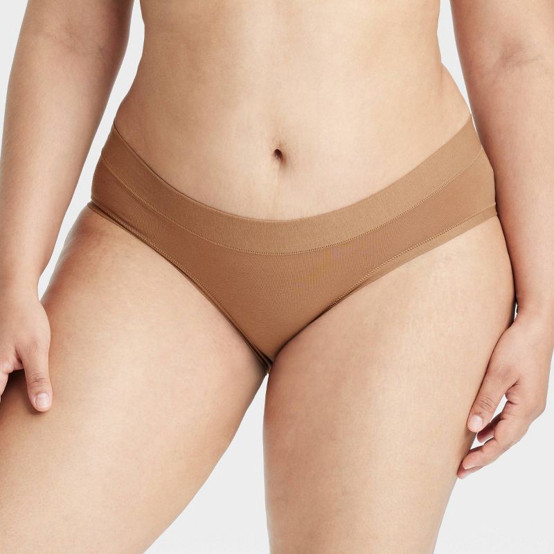 slide 4 of 5, Women's Cotton Comfort Hipster Underwear - Auden™ Toffee Crunch M: Mid Rise, Pull-On, Knit Jersey, 1 ct