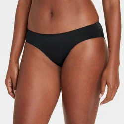 Women's Luxury Collection Bonded Microfiber Bikini Underwear - Auden™ Black L: Mid Rise, Cotton Gusset