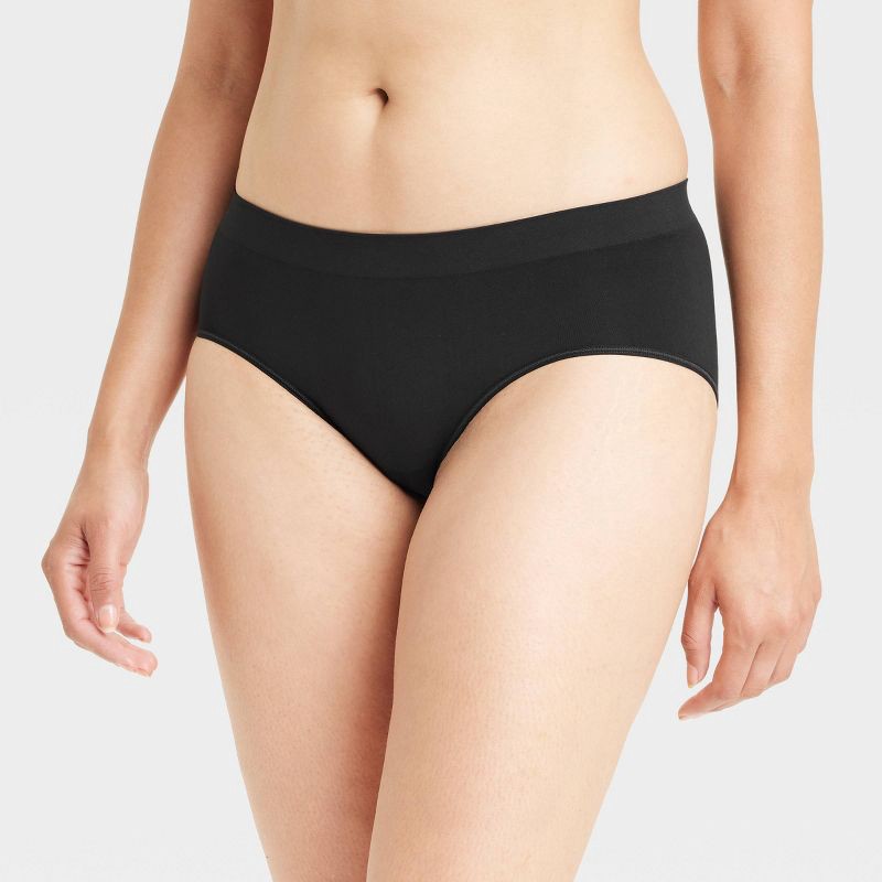 slide 1 of 5, Women's Seamless Hipster Underwear - Auden™ Black XS: Lightweight Nylon-Spandex, Mid Rise, Machine Washable, 1 ct