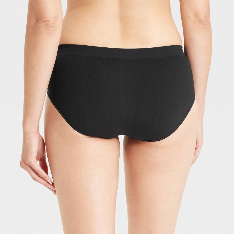slide 2 of 5, Women's Seamless Hipster Underwear - Auden™ Black M: Lightweight Nylon-Spandex, Mid Rise, Pull-On, 1 ct
