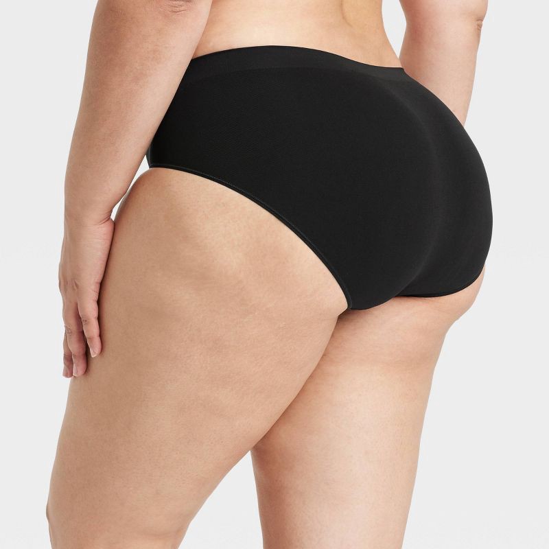 slide 5 of 5, Women's Seamless Hipster Underwear - Auden™ Black M: Lightweight Nylon-Spandex, Mid Rise, Pull-On, 1 ct