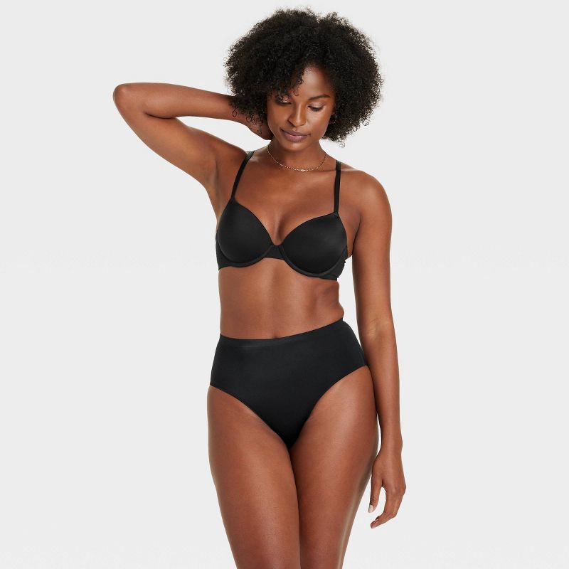 slide 3 of 5, Women's Luxury Collection Bonded Microfiber Briefs Underwear - Auden™ Black L: High Rise, Cotton Gusset, Midweight Knit Jersey, 1 ct