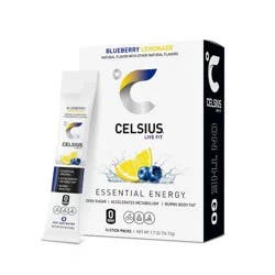 CELSIUS On The Go Powder Sticks Blueberry Lemonade Essential Energy - 14pk Sticks