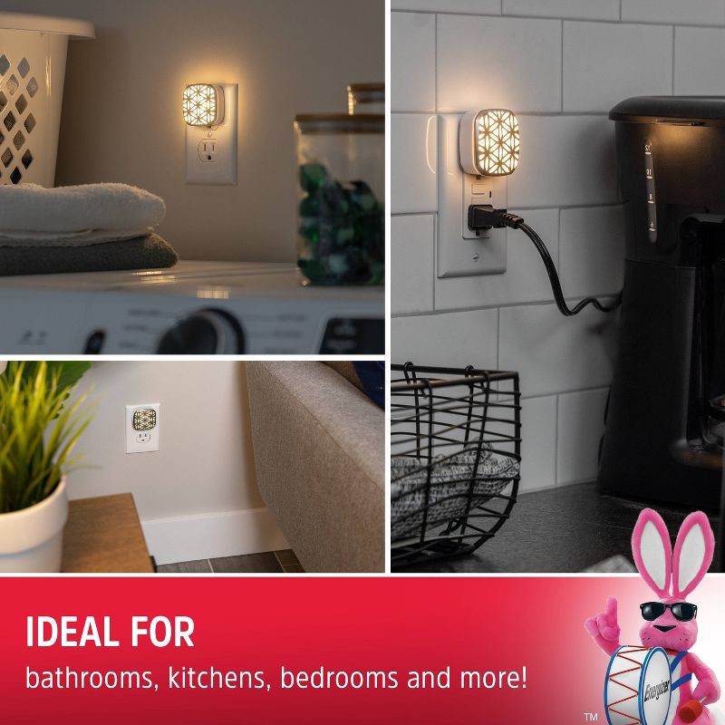 slide 14 of 14, Energizer LED Mini Deco Lights Flower Design 2pk: Plug-In Nightlights, Electric, White, All Ages, 5 Watts, No Assembly Required, 2 ct