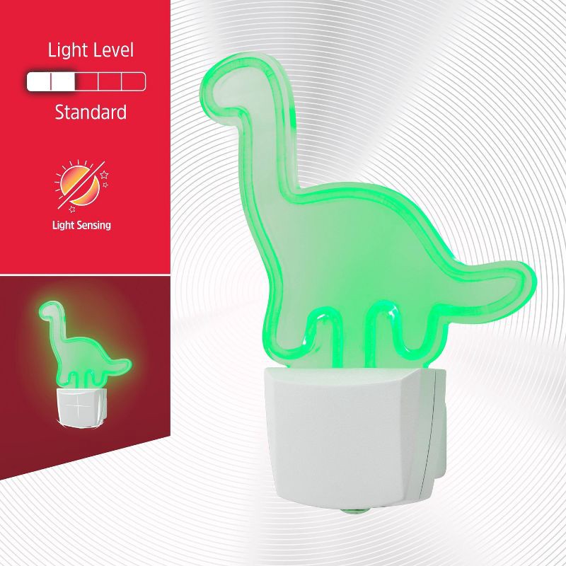 slide 2 of 9, Energizer LED Dinosaur Automatic Night Light: Kids' Plug-In Nightlight, Green, Electric, 5W, All Ages, No Assembly Required, 1 ct