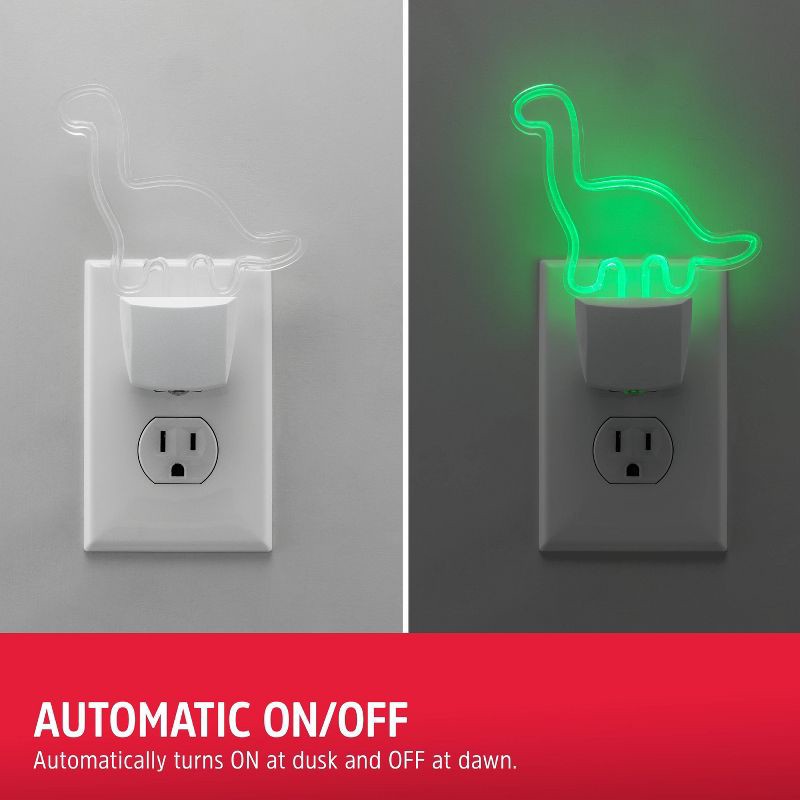 slide 3 of 9, Energizer LED Dinosaur Automatic Night Light: Kids' Plug-In Nightlight, Green, Electric, 5W, All Ages, No Assembly Required, 1 ct