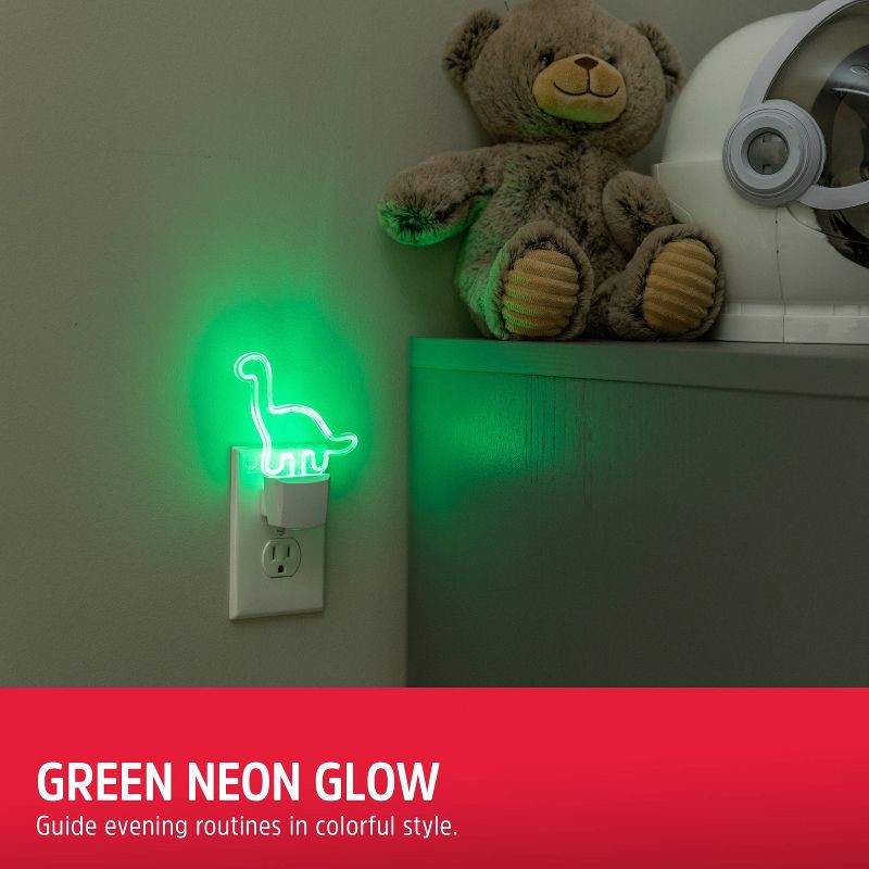 slide 4 of 9, Energizer LED Dinosaur Automatic Night Light: Kids' Plug-In Nightlight, Green, Electric, 5W, All Ages, No Assembly Required, 1 ct