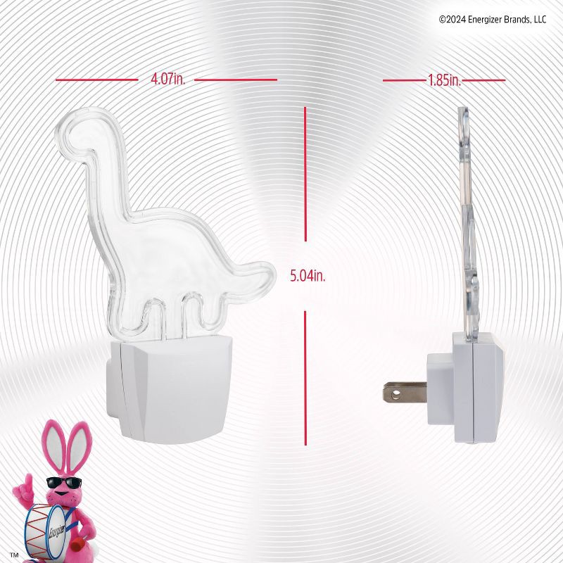 slide 5 of 9, Energizer LED Dinosaur Automatic Night Light: Kids' Plug-In Nightlight, Green, Electric, 5W, All Ages, No Assembly Required, 1 ct