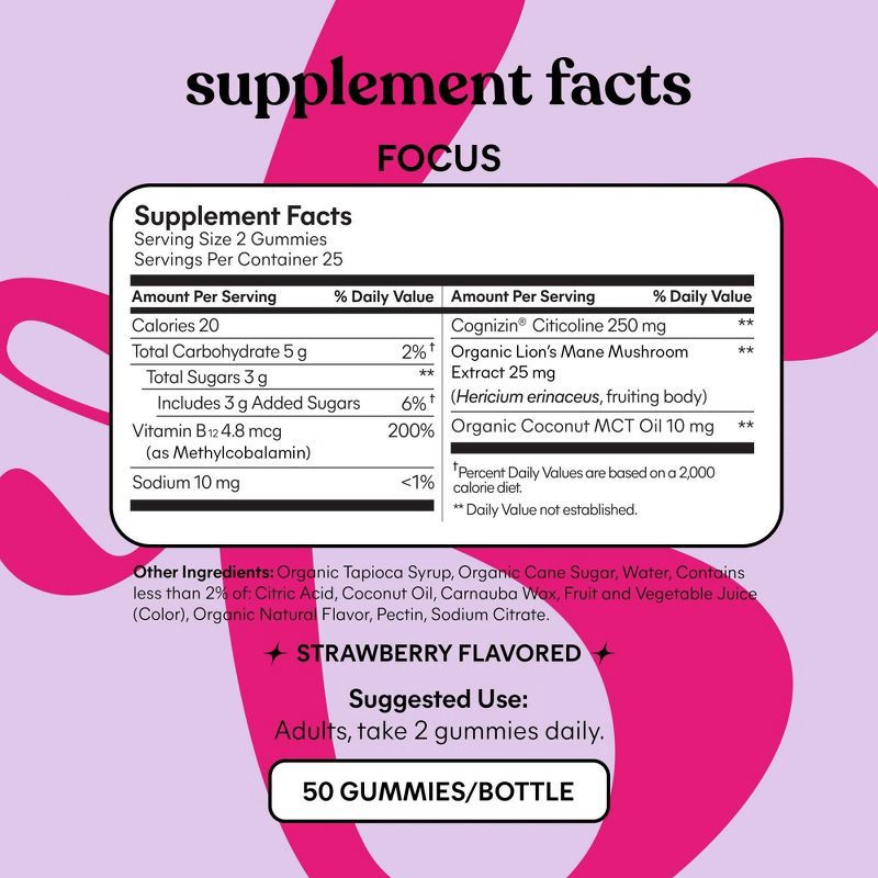 slide 6 of 7, Lemme Focus Concentration Gummies - 50ct, 50 ct
