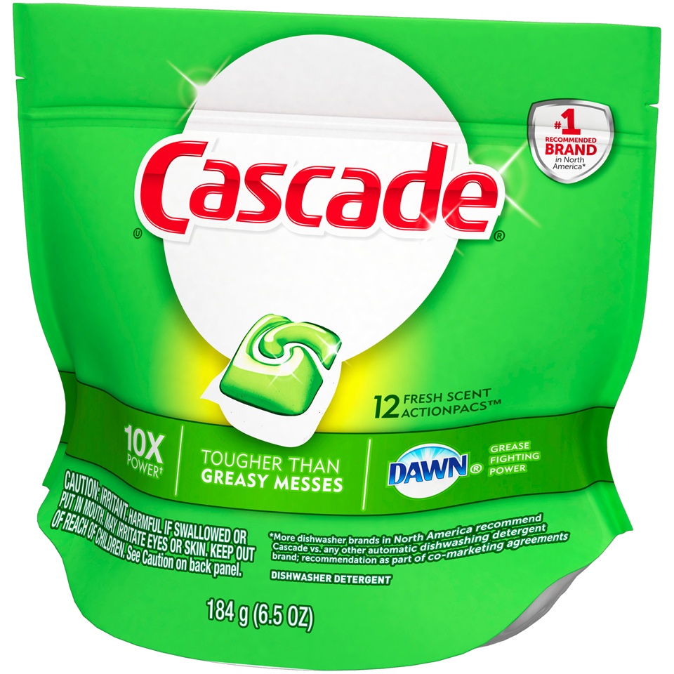 slide 3 of 3, Cascade Dawn Fresh Scent Action Pacs Dishwasher Detergent, 12 ct; 6.5 oz