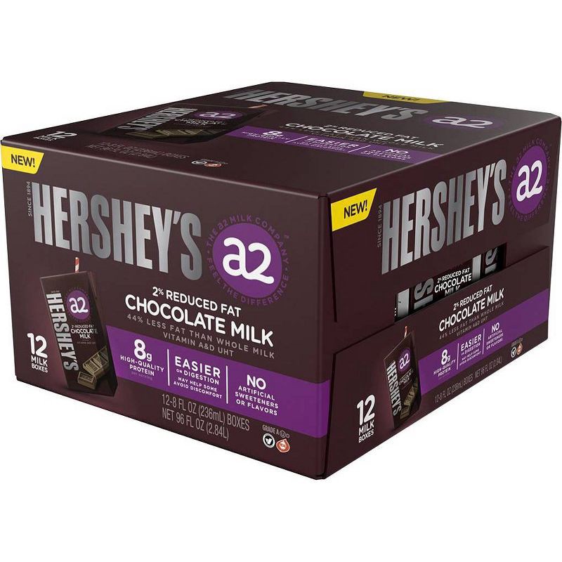 slide 2 of 3, a2 Milk Hershey's 2% Reduced Fat Chocolate Milk - 12pk/8 fl oz Boxes, 12 ct; 8 fl oz