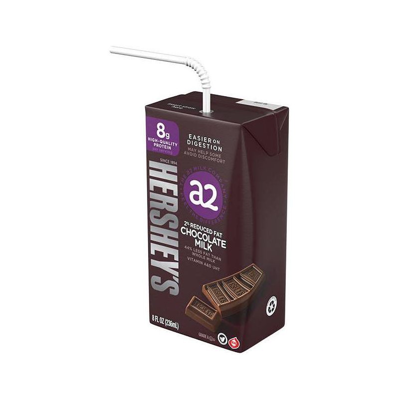 slide 1 of 3, a2 Milk Hershey's 2% Reduced Fat Chocolate Milk - 12pk/8 fl oz Boxes, 12 ct; 8 fl oz