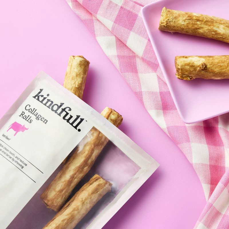 slide 2 of 7, Rawhide Alternative Collagen Roll Beef Flavor Dog Treat - Kindfull™ - 8oz/5ct, 8 oz, 5 ct