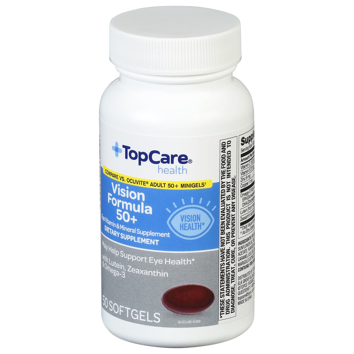 slide 4 of 9, TopCare Health Vision Formula 50+ 50 Softgels, 50 ct