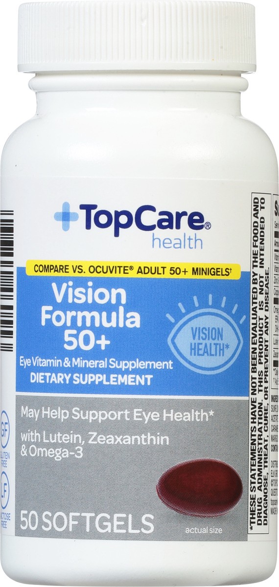 slide 2 of 9, TopCare Health Vision Formula 50+ 50 Softgels, 50 ct