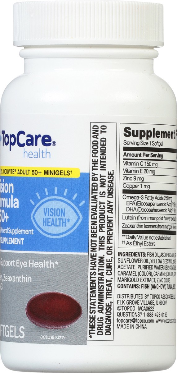 slide 8 of 9, TopCare Health Vision Formula 50+ 50 Softgels, 50 ct