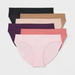 Women's 6pk Bonded Microfiber Bikini Underwear - Auden™ Assorted Color XL: Solid Knit Mid Rise Panties