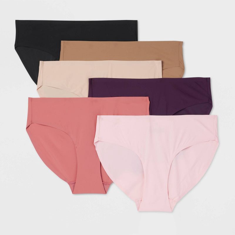 slide 1 of 3, Women's 6pk Bonded Microfiber Bikini Underwear - Auden™ Assorted Color XXL: Lightweight Knit Jersey, Cotton Gusset, 6 ct