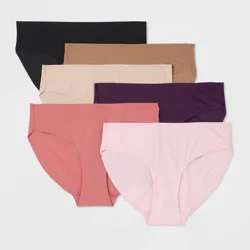Women's 6pk Bonded Microfiber Bikini Underwear - Auden™ Assorted Color XXL: Lightweight Knit Jersey, Cotton Gusset