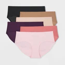 Women's 6pk Bonded Microfiber Hipster Underwear - Auden™ Assorted Color L: Lightweight, Mid Rise, Cotton Gusset, Pull-On