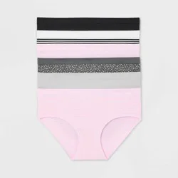 Women's 6pk Seamless Hipster Underwear - Auden™ Assorted Color M: Solid & Stripe Knit, Pull-On, Medium