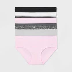 Women's 6pk Seamless Hipster Underwear - Auden™ Assorted Color M: Solid & Stripe Knit, Pull-On, Medium