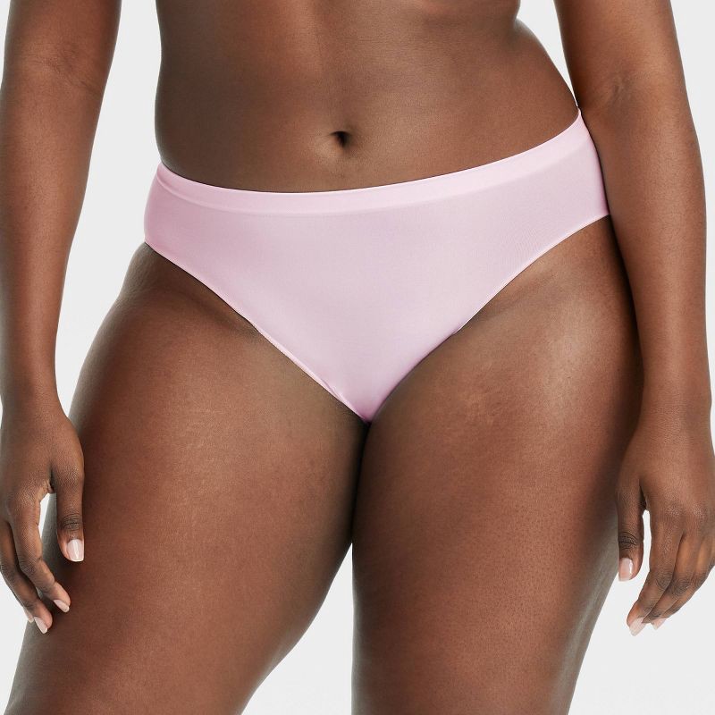 slide 4 of 5, Women's 6pk Seamless Bikini Underwear - Auden™ Assorted Color S: Solid, Stripe Knit, Pull-On, 6 ct